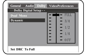 IMPOSTAZIONI DI SISTEMA Menu di impostazione audio Selezionare l opzione Audio per accedere a tale menu, quindi utilizzare i tasti per scegliere l opzione desiderata e premere il tasto ENTER per