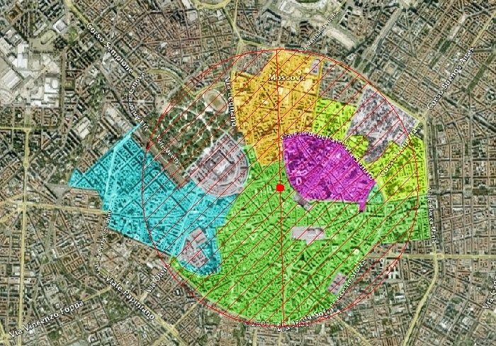 RAGGIO OTTIMALE Si è proceduto a calcolare il raggio che comprendesse la maggior percentuale possibile delle zone residenziali esclusive (al netto delle aree escluse).