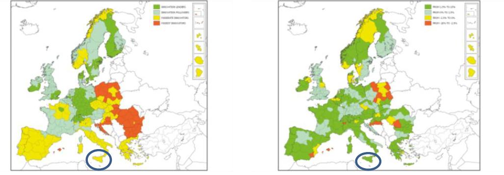 9 - Regional performance e growth groups RIS 2014 Fonte: ESPON Fig.