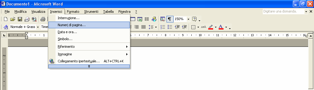 Numero Pagina Per inserire i numeri di pagina è sufficiente fare clic su inserisci, quindi su