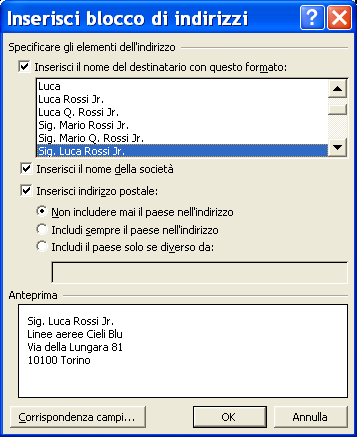 Stampa Unione: passaggio 4 Passaggio 4: Composizione della