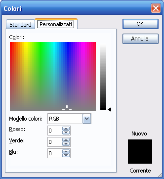 Un po più sotto troviamo altre tre finestre a tendina : l opzione Colore carattere permette di dare un colore al carattere: si può scegliere uno dei colori proposti nella tavolozza oppure,