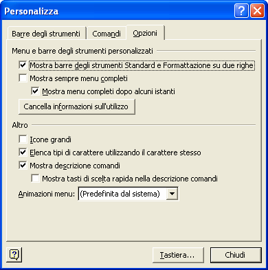 Nelle più recenti versioni di Word i menù non si aprono interamente ma si limitano ai comandi più utilizzati.