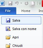 Barra dei menu Cliccando su File, si presenterà questa finestra con un menu a tendina che guida alle più comuni operazioni che si possono effettuare tramite questo comando.