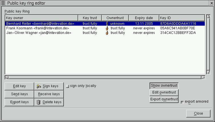 Il Front-end Esistono diverse interfaccie per GnuPG, la più famosa è GPA GNU Privacy Assistent, basata su GIMP Tool Kit (GTK).