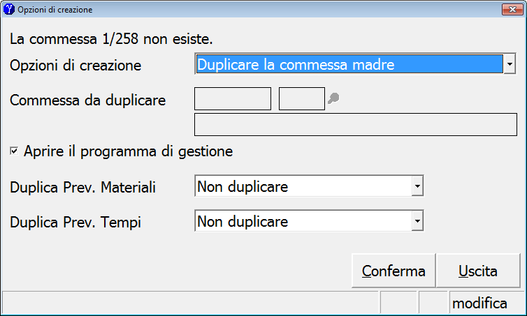 Gestione Riepilogo Commesse Sarà aperto il programma COMPRM Gestione Riepilogo Commesse.