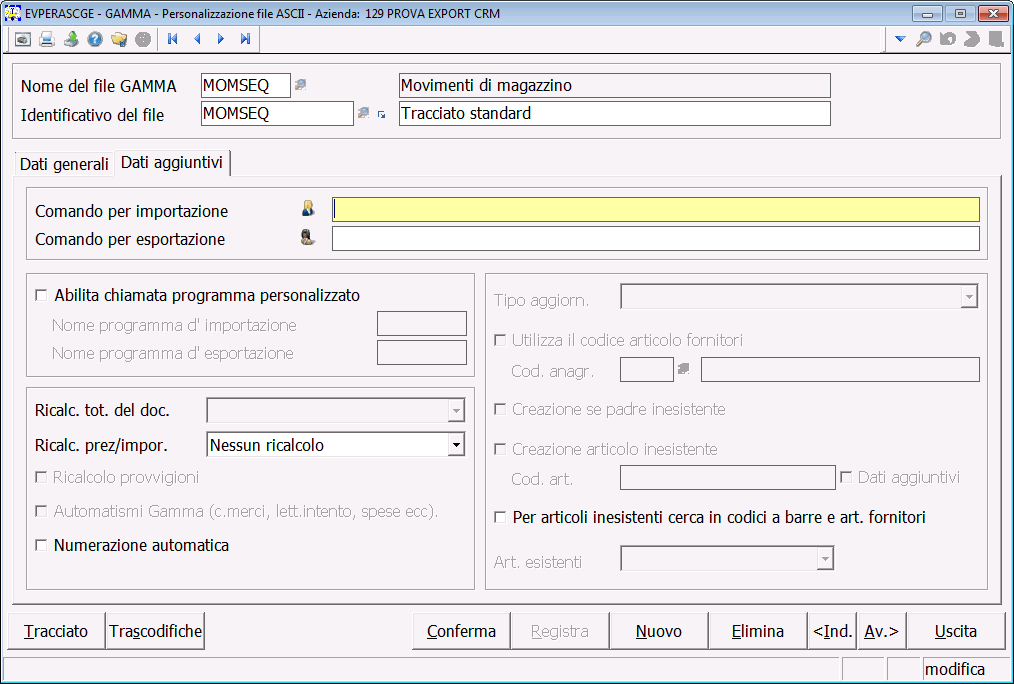 ESTASCII Estrazione dati su file ASCII La procedura è stata implementata con l estrazione di nuovi archivi. APRSEQ PPRSEQ LIPSEQ Anagrafica promozioni.