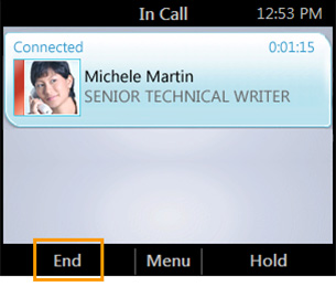 Telefono IP Polycom CX500/CX600/CX3000 - Guida dell'utente Per terminare una chiamata: >> Dalla schermata Chiamata in corso, selezionare Termina.