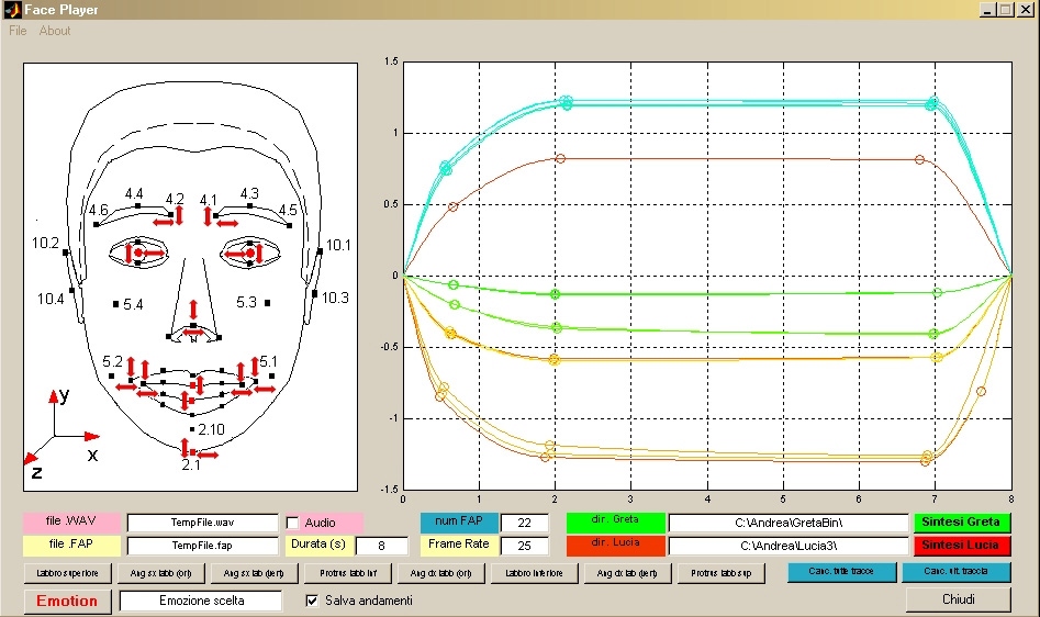 stato possibile analizzare in dettaglio alcune delle caratteristiche visive ed acustiche corrispondenti alle emozioni sopra elencate.