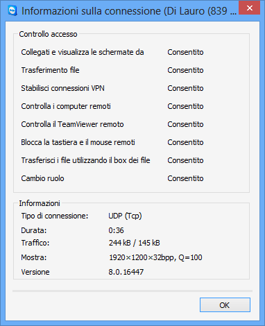 Funzioni varie 10.3 Visualizza informazioni sul computer remoto. Questa funzione visualizza le informazioni di sistema sul computer remoto.