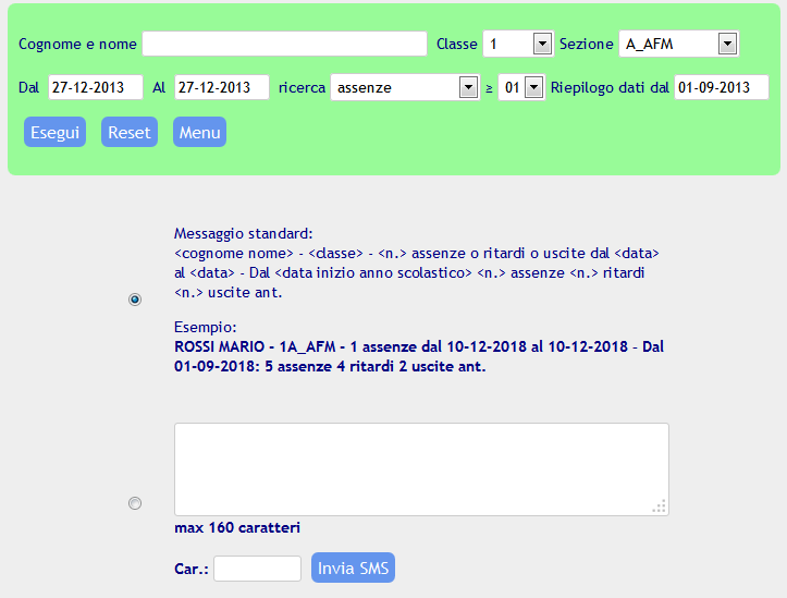 Cliccando su Dettagli allievi selezionati È possibile disattivare o meno alunni a cui NON si intende inviare SMS/Email (le spunte disattivate da sistema indicano la mancanza del cell.