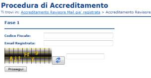 Figura 3 - Procedura di Accreditamento self-service (Fase 1): parametri di accesso Inserire il codice fiscale, l indirizzo di posta elettronica, comunicato in precedenza al registro,