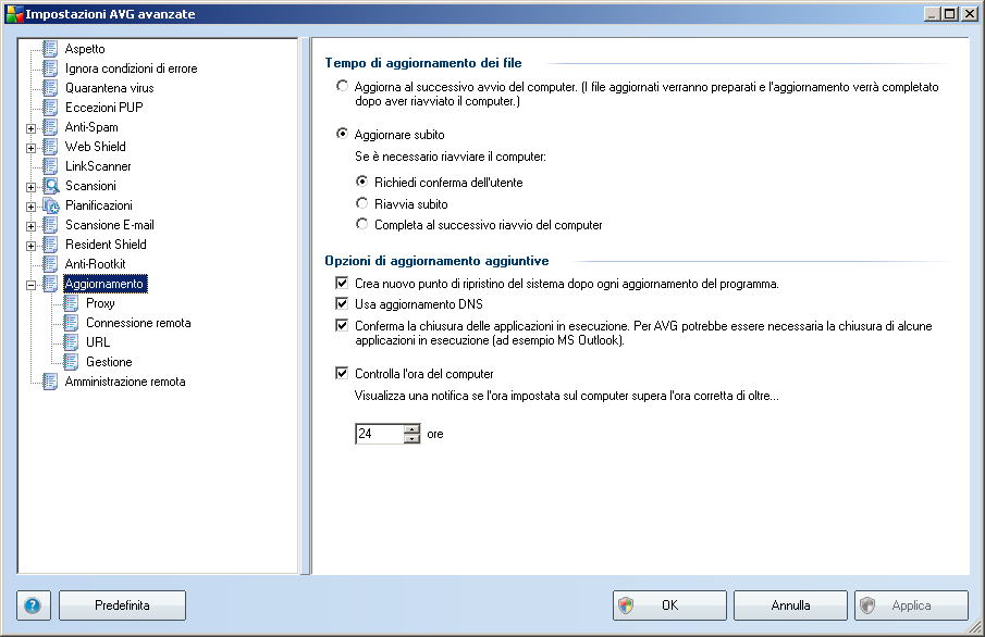 Scansione librerie DLL Scansione unità Quindi, è possibile selezionare la modalità di scansione di rootkit: Scansione rapida rootkit: esegue la scansione della sola cartella di sistema (in genere