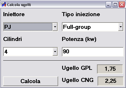 4.3 CALCOLO UGELLI Click sul pulsante in basso a destra mostrato apparirà la seguente finestra: Selezionare il tipo di