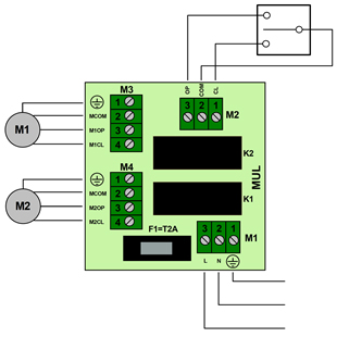 3 - Collegamento alla rete elettrica: Collegare la rete elettrica al morsetto M1 come indicato in fig. 2: N.