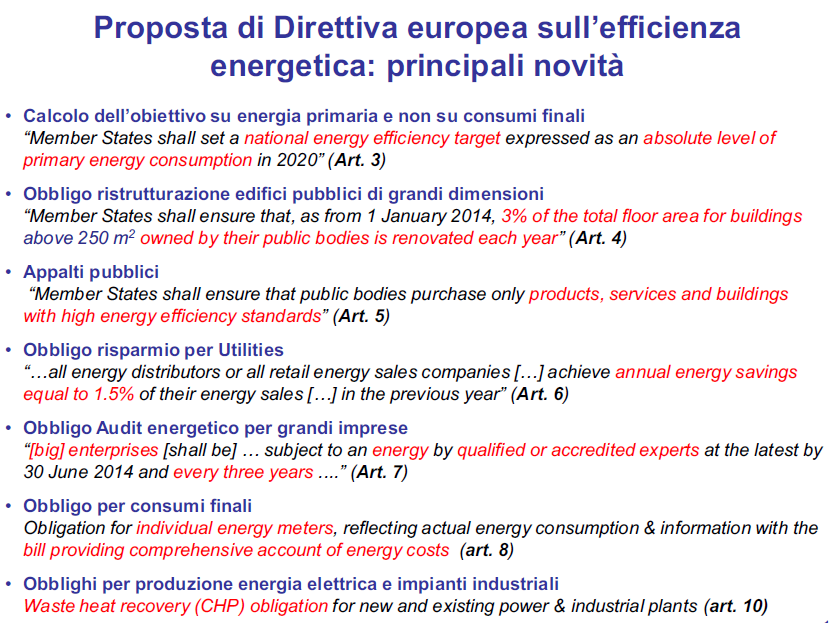 FUTURE DISPOSIZIONI LEGISLATIVE: lavori in corso