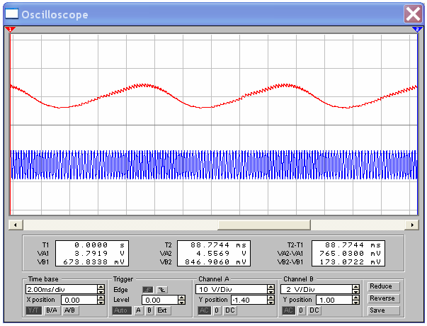 Applicando così un demodulatore AM si ottiene una completa demodulazione; nel seguente circuito per comodità ho aumentato la frequenza della portante del segnale FM,