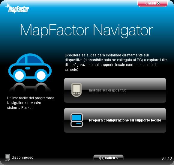 13 Navigator 15 Selezionate ora la destinazione dei file mappa. Se il vostro PDA è collegato al PC, potete scegliere direttamente una cartella sul dispositivo (Installa sul dispositivo).