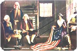 La prima bandiera degli USA fu donata a Washington nel 1777.