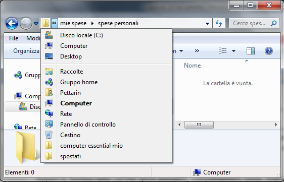 Modulo 1 - Nuova ECDL All interno della finestra della cartella mie spese sono presenti due cartelle: spese personali e spese fatturabili.