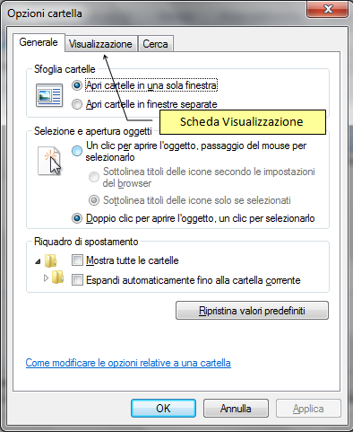 Modulo 1 - Nuova ECDL Appare la finestra Opzioni cartella. Si vuole modificare le opzioni di visualizzazione di Windows.