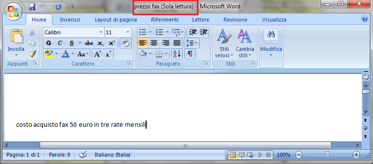 Modulo 1 - Nuova ECDL G. Pettarin - Computer Essential In particolare, se il file è aperto con Word 2003, Word 2007, Word 2010, appare la scritta Sola lettura nella barra del titolo.