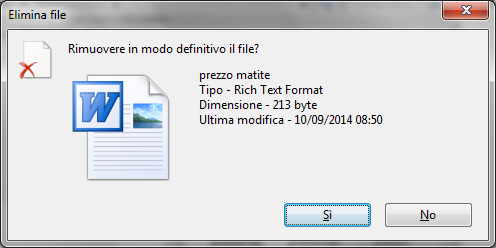 Modulo 1 - Nuova ECDL G. Pettarin - Computer Essential Questo messaggio è uguale a quello visto nei paragrafi precedenti. anche in questo caso si chiede se si vuole eliminare definitivamente il file.