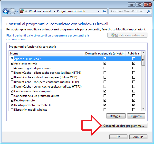 5) premere su Consenti un altro programma" 6) selezionare Millesimo e premere su