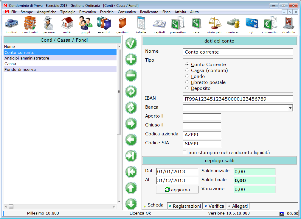 I Conti Correnti e la Cassa Gestire i Conti Correnti Millesimo consente di gestire più conti correnti (c/c) e l'eventuale cassa del condominio.