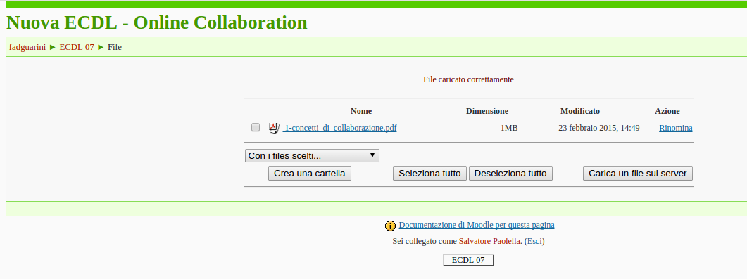 aver fatto l accesso sarà sufficiente cliccare sul titolo del corso di interesse: in questo modo si accederà automaticamente al proprio corso. 3.5.