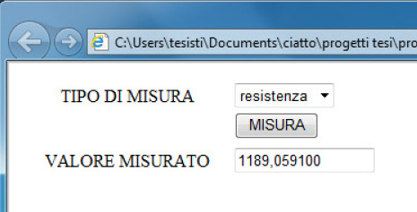 All oggetto menú a tendina viene associato un nome a, e un valore che cambia a seconda della misura scelta. Ad esempio selezionando la casella resistenza avremo a=0.