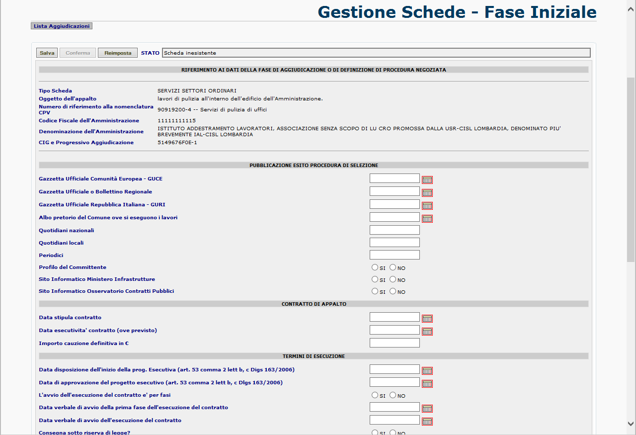 Una volta completato l inserimento dei dati e operando sui tasti salva e conferma (fig. 20) si potrà registrare la comunicazione della scheda. fig.