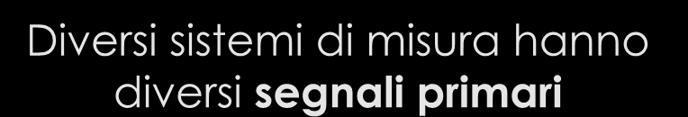 Diversi sistemi di misura hanno diversi segnali primari In base a