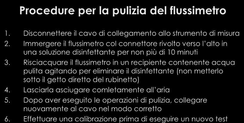 Manutenzione delle apparecchiature Pulire il flussimetro di massa Procedure per la pulizia del flussimetro 1. Disconnettere il cavo di collegamento allo strumento di misura 2.