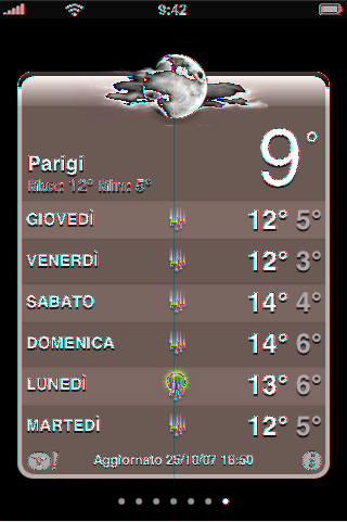 Visualizzare informazioni sul tempo Nella schermata Home, tocca Meteo per visualizzare la temperatura attuale relative alla città selezionata.