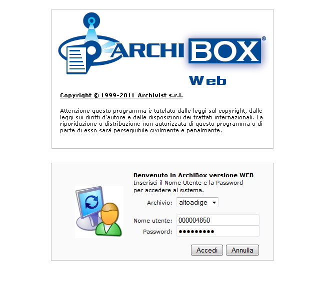 4. Come visualizzare i documenti spediti dalla Banca Cliccando sul segua il link per visualizzarlo si aprirà un collegamento internet ad ARCHIBOX.