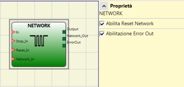 NETWORK L'operatore Network permette di distribuire dei comandi di Stop e di Reset attraverso una semplice rete locale.