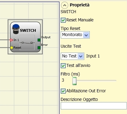 Filtro (ms): Permette il filtraggio dei segnali provenienti dai contatti esterni. Tale filtro è configurabile da 3 a 250 ms ed elimina eventuali rimbalzi sui contatti.