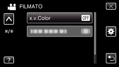 Impostazioni di menu xvcolor Cattura i colori reali (Utilizzare un televisore compatibile con xvcolor per la riproduzione) OFF ON Impostazione Dettagli Cattura i colori con gli stessi standard delle