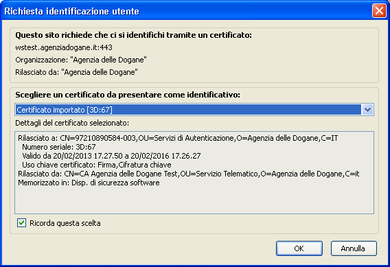 Una volta effettuato l accesso con il certificato (senza più bisogno di username e password), concatenando all endpoint il valore?