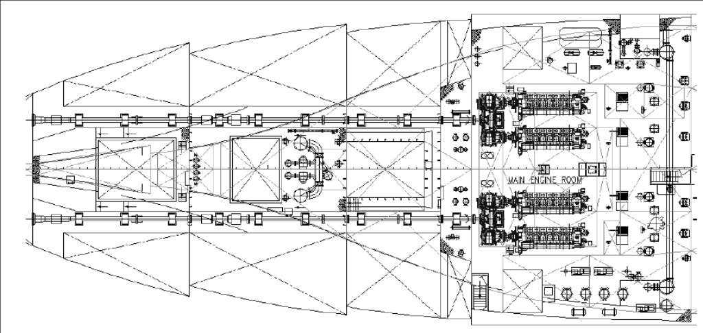 Fig. 1.14a (sopra). Configurazione della linea d assi in una nave per il trasporto pesante. Fig. 1.14b (sotto).