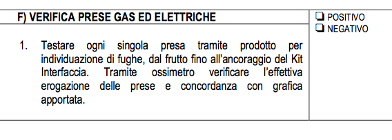 Check List per sistemi pensili