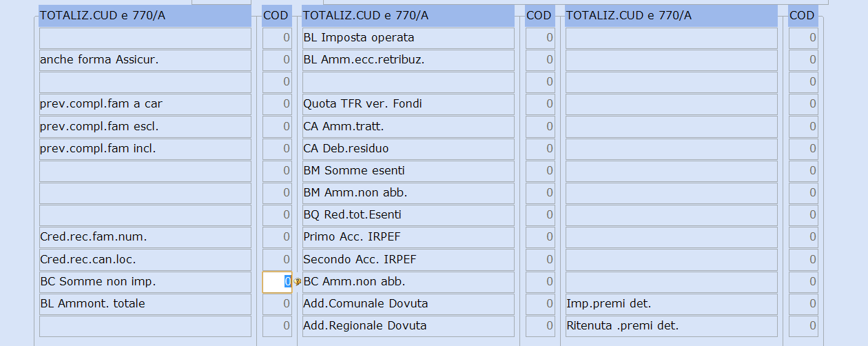 Qualora, durante l'anno la deducibilità non fosse stata gestita correttamente, CREARE le tabelle di calcolo con i parametri della Previdenza Complementare e dei Contributi Enti Solo Assistenziali,