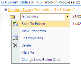 a) Dal menu Actions cliccando su Send transmittal b) A partire dalla cartella del Fornitore, con selezione dal menù a tendina dello specifico transmittal la scritta Send to Edison Al momento dell