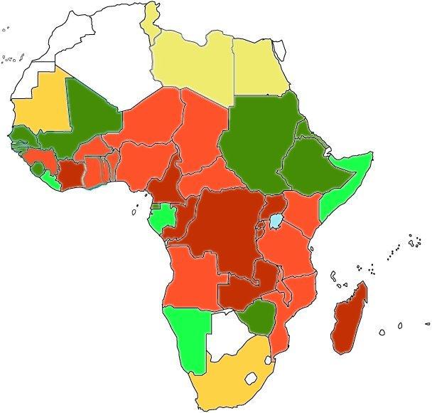 Mappa del rischio malarico per viaggiatori Italiani Continental average 0.