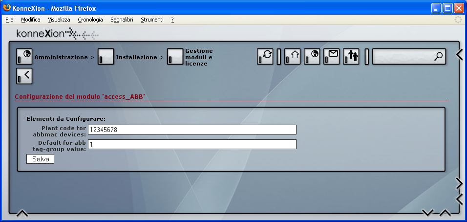 1 1 - CONFIGURAZIONE DEL MODULO CODICE IMPIANTO Il sistema di controllo accessi ABB prevede la possibilità di configurare un codice impianto, da memorizzare sia all interno dei lettori che dei badge.