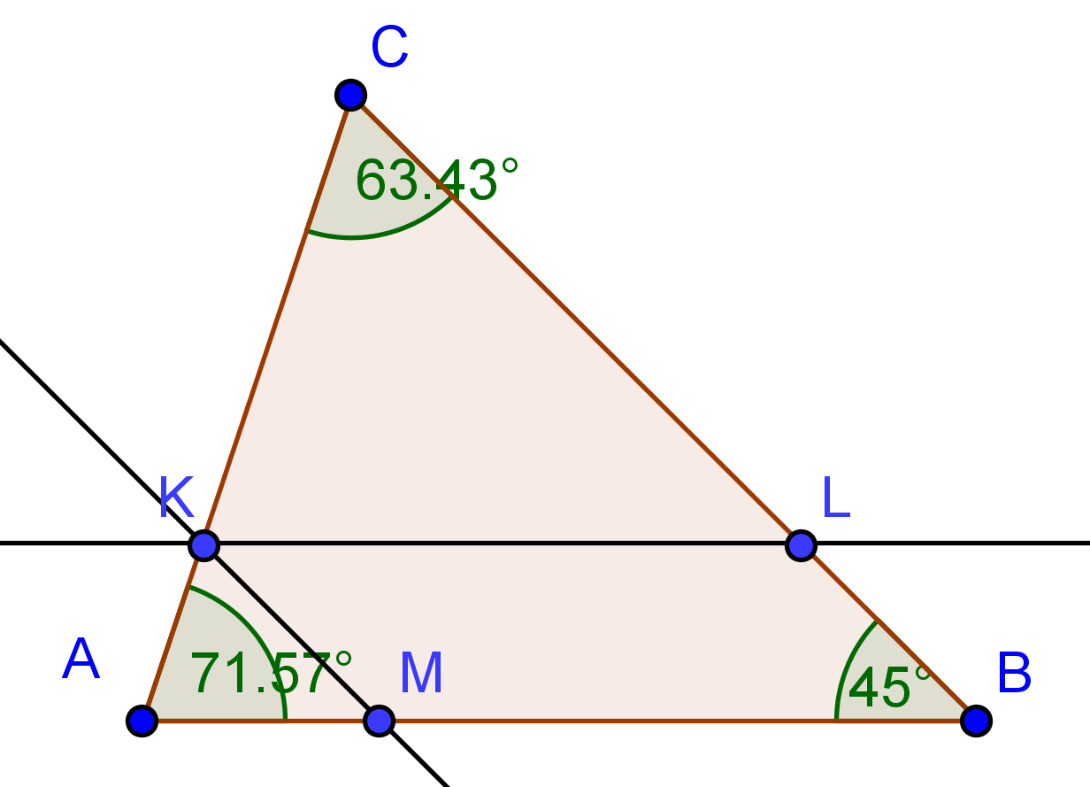 3 Congiungete i punti medi M, N, P rispettivamente dei lati AB, AC, BC di un triangolo ABC; determinate il valore di verità della proposizione: MNP ~ ABC e il rapporto di similitudine è 0.5.