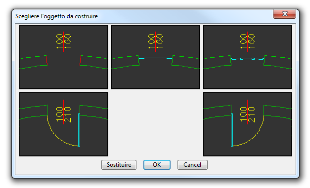 Aperture per pareti curve Richieste per apertura netta. Apertura (corda interna)<100>: Altezza apertura<200>: Angolo normale all'apertura: Richieste per finestre solo vetro.