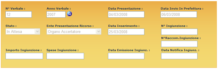 Cliccando l'icona a sinistra nella griglia dei ricorsi, viene visualizzato il dettaglio del ricorso.