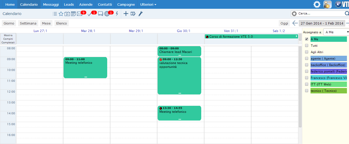 4 Calendario e attività VTE dispone di un potente Calendario che Vi consente di inserire tutte le attività che dovete svolgere.